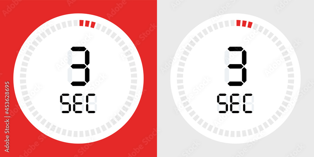 Poster Countdown timer icon. 3 seconds digital counting 