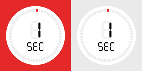 1 seconds timer clock vector illustration
