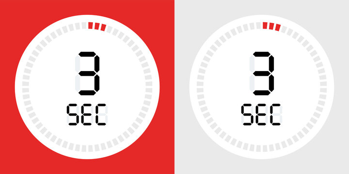 Countdown timer icon. 3 seconds digital counting 
