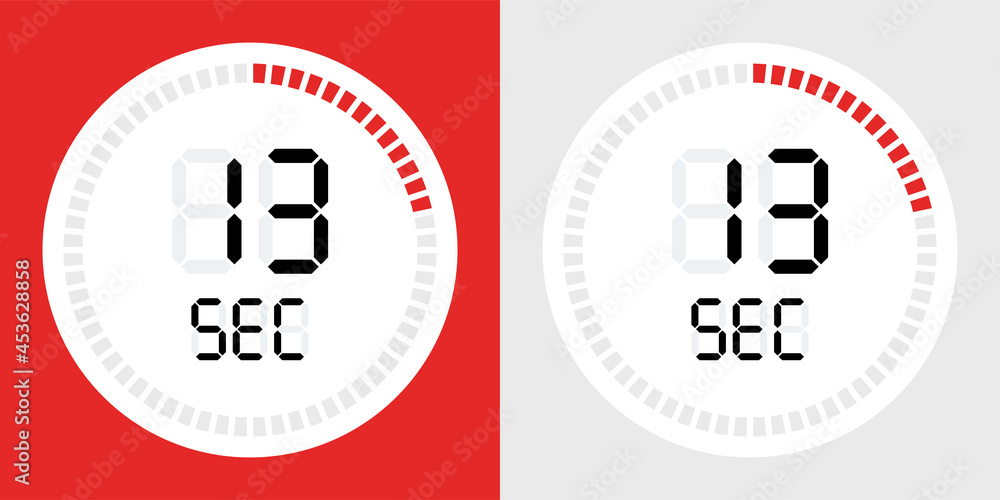 Poster 13 second timer clock vector illustration