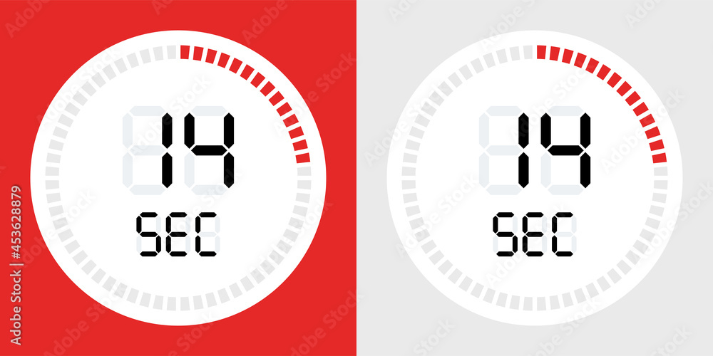 Poster 14 sec stopwatch icon countdown time digital stop chronometer
