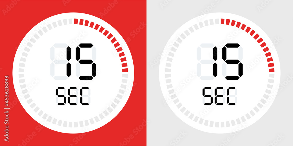Poster Countdown timer icon. 15 seconds digital counting 