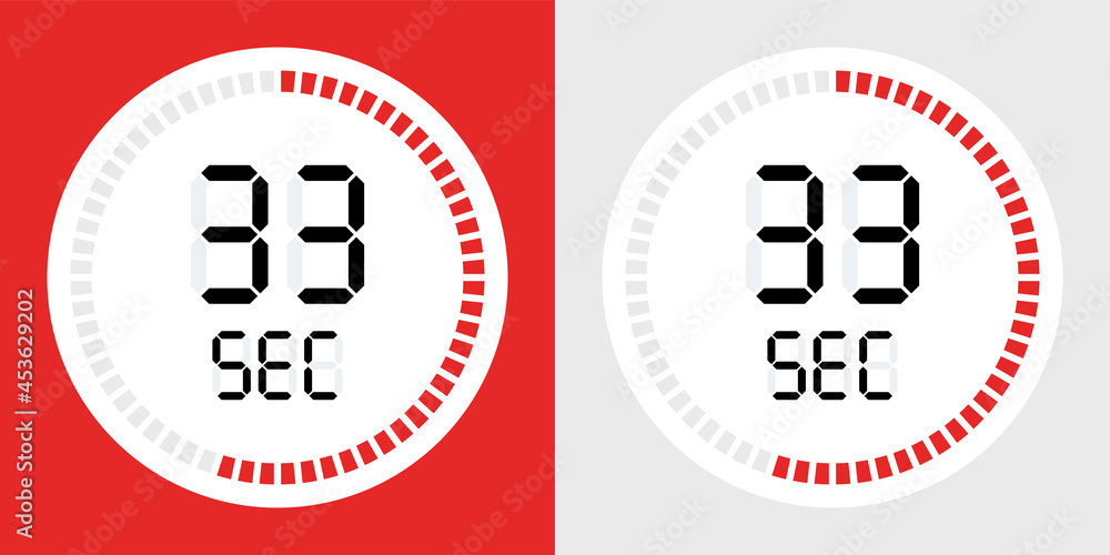 Poster 33 seconds stopwatch icon countdown time digital stop chronometer