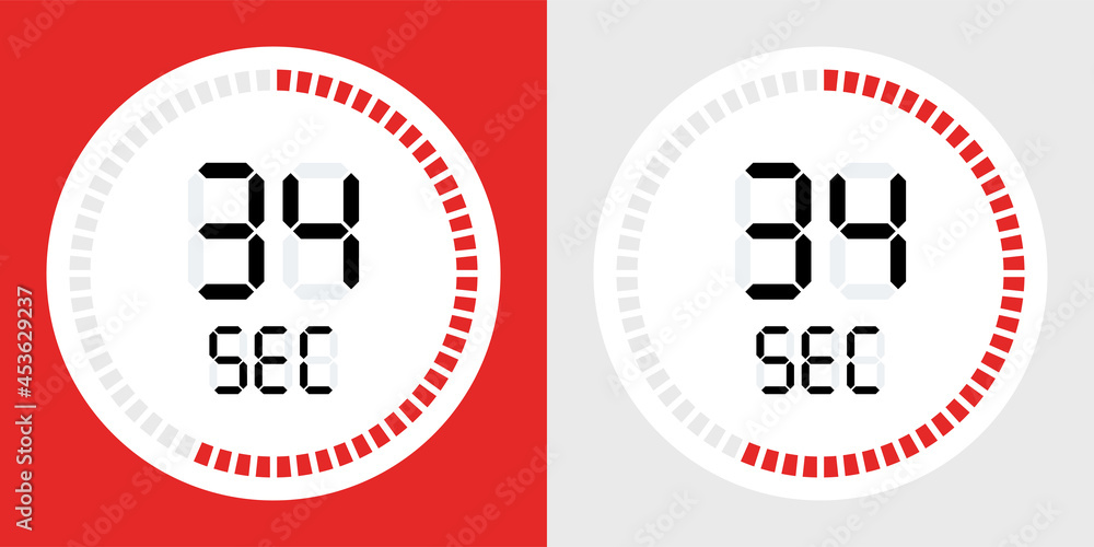 Poster Stopwatch, timer icon. 34 seconds counting symbol