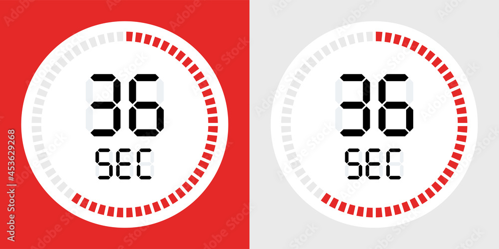Poster Countdown timer icon. 36 seconds digital counting 
