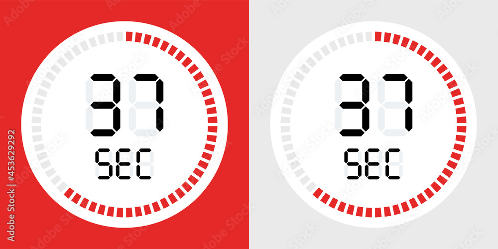 Poster 37 seconds stopwatch icon countdown time digital stop chronometer