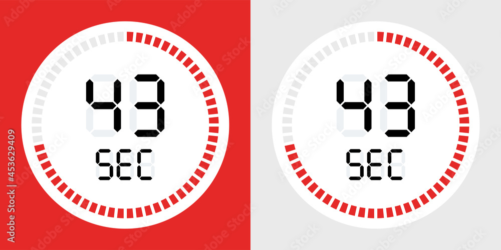 Poster Stopwatch, timer icon. 43 seconds counting symbol