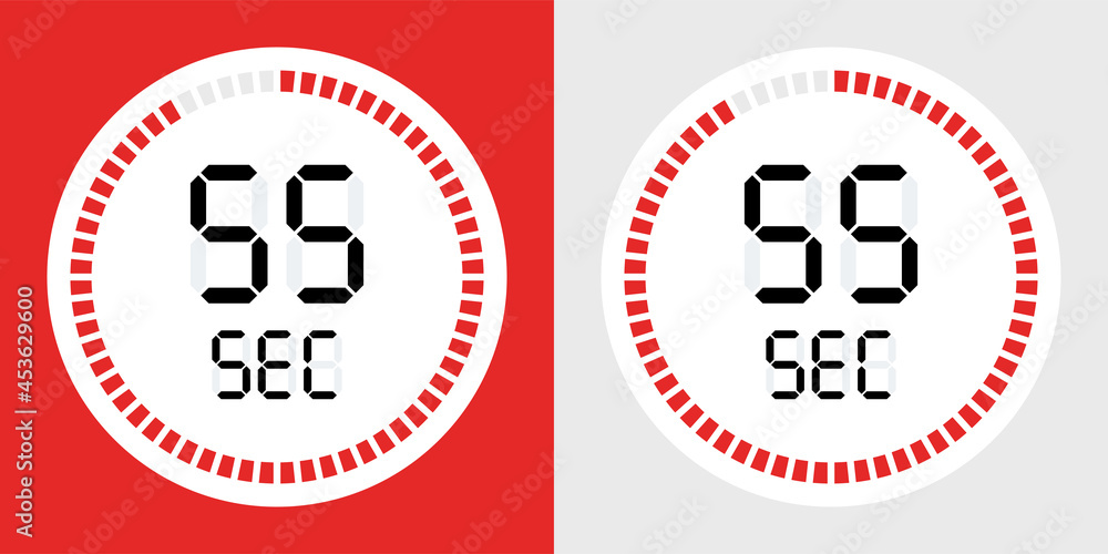 Poster Timer countdown with 55 seconds icon.