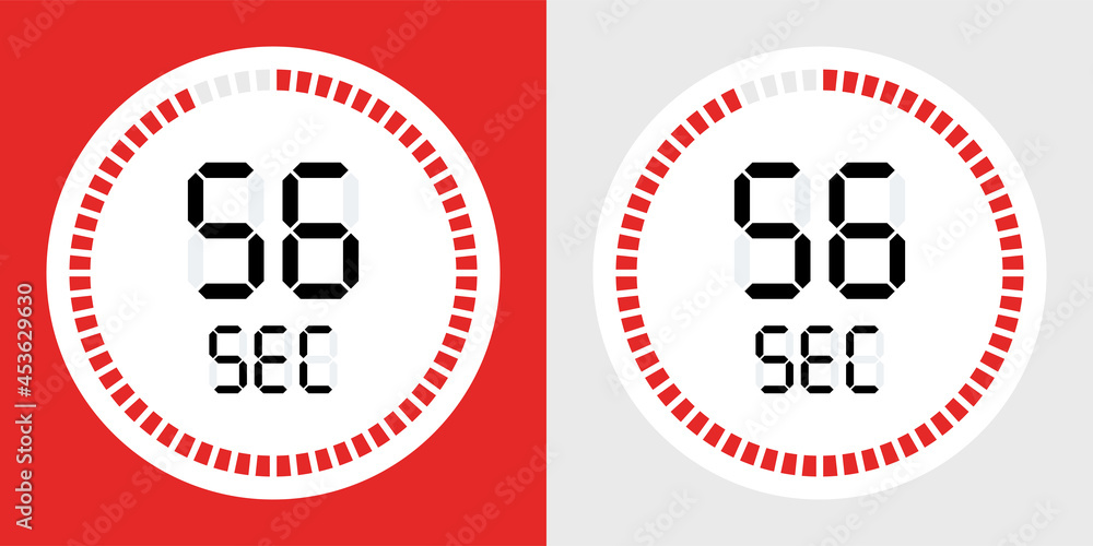 Poster timer icon. time count 56 seconds vector illustration