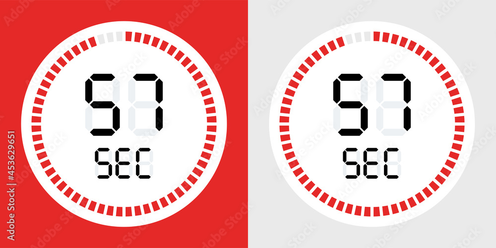 Poster 57 seconds timer clock icon vector illustration.