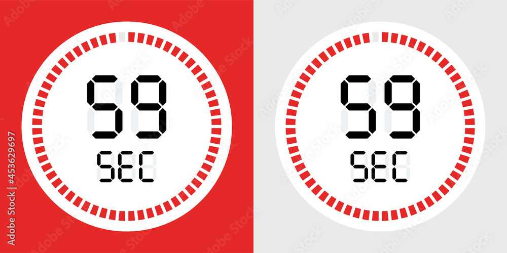 Poster 59 sec timer icon. Time count symbol