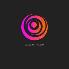 Digital technologies round abstract logo. Geometric icon networking