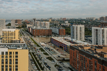 Fototapeta na wymiar Morning view of Novosibirsk from above