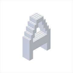 Naklejka premium Isometric font made from color plastic blocks. The children s designer. Letter A. Vector illustration