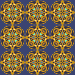 Color pattern in oriental style for printing. Luxurious ornament - palace, for a mosque, decoration of architecture. Vector illustration.