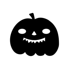 Halloween pumpkin flat clipart, vector stock illustration. Hand drawn black silhouete for decor