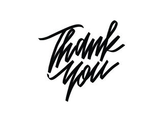Thank you. Hand written lettering isolated on white background.Vector template for poster, social network, banner, cards.	
