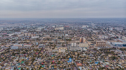 Fototapeta premium the city of astrakhan in russia from a height