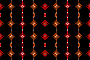 Geometric ethnic oriental ikat seamless pattern traditional Design for background,carpet,wallpaper,clothing,wrapping,Batik,fabric,Vector illustration.embroidery style.
