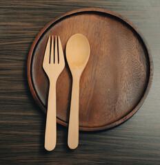 wooden spoon and fork kitchen utensil