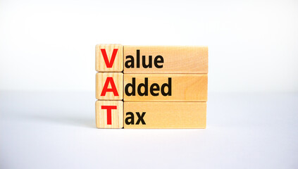 VAT, value added tax symbol. Wooden blocks with concept words 'VAT, value added tax'. Beautiful...