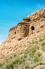 ruins of the ancient city, cliff in spain. Hot day visiting some old caves.