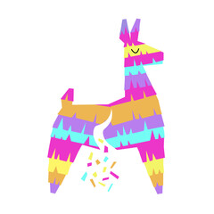 Mexican lama pinata for party fiesta. Colorful decoration made of paper. Vector illustration