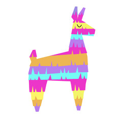 Mexican lama pinata for party fiesta. Colorful decoration made of paper. Vector illustration