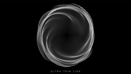 Distorted line spheres. Vector thin line glitch geometry.