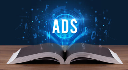 Technology abbreviation coming out from an open book