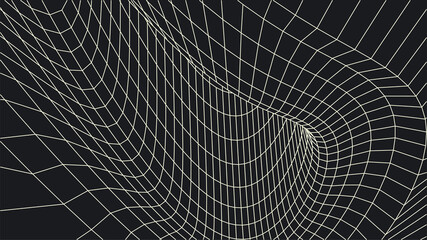 Abstract curve black grid. Wireframe landscape. Vector architecture illustration.