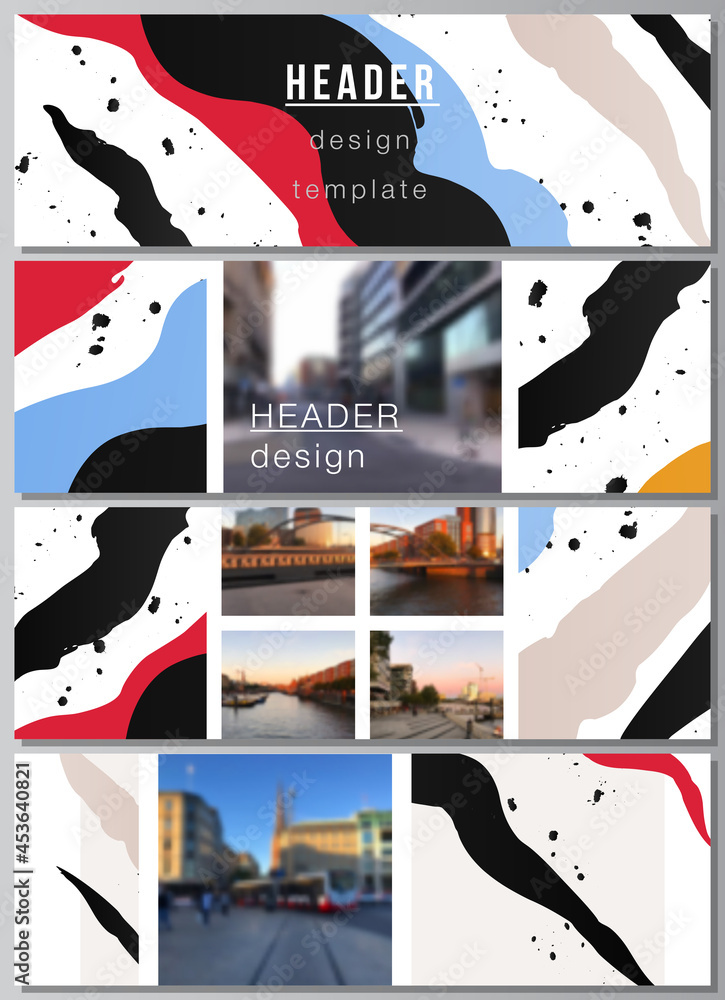 Poster vector layout of headers, banner design templates for website footer design, horizontal flyer design
