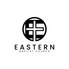 Cross letter E logo vector. Suitable for religious use especially church.