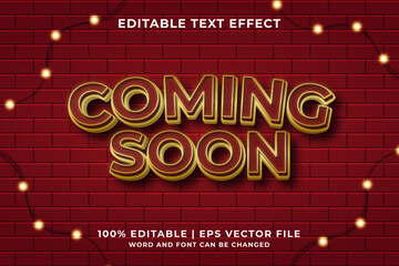Coming Soon editable text effect Luxury 3d template style Premium Vector