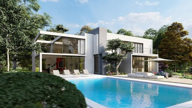 Contemporary original cubic home  with pool and garden 12