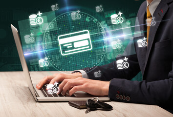 business hand working in stock market