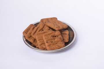 chocolate chip cookies. biscuits in plate