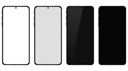 High quality realistic trendy no frame smartphone. Mockup phone for visual ui app demonstration. Mobile set device concept. Vector illustration.