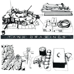 M60 Tank renderings inside and out drawings vector illustration 05