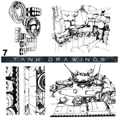M60 Tank renderings inside and out drawings vector illustration 07