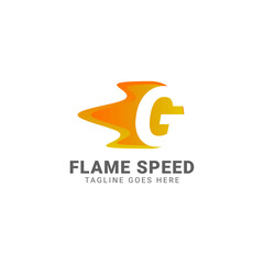 letter G flame speed vector logo design