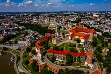 Foto auf Acrylglas Krakau Burg Wawel in Krakau   Luftbilder von der Burg Wawel in Krakau   Königsschloss Wawel