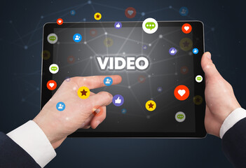 Close-up of a touchscreen, social media concept