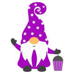 vector illustration of a Christmas gnome on a white background