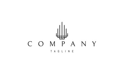 Vector logo on which an abstract image of an architectural structure from many columns.