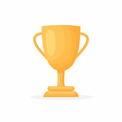 Best simple championship or competition trophy isolated white background. Gold cup trophy icon symbol in cartoon style.