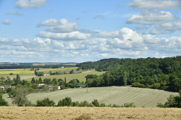 Champ dessèché sur l'une des collines aux environs du bourg de Vendoire au Périgord Vert 
