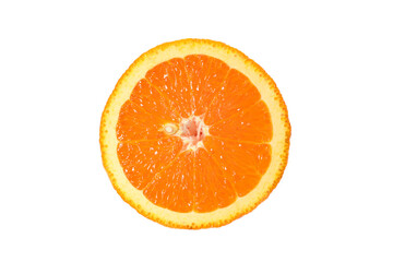 Slice of fresh orange isolated on white background