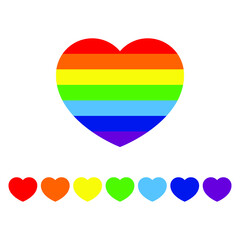 LGBT heart shape isolated vector illustration in rainbow color, symbol of homosexual love LGBT pride month, on white background.