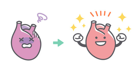 人間の心臓の病気から回復するビフォーアフター